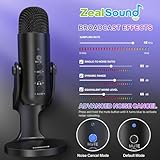 ZealSound USB Microphone,Condenser Computer PC Mic,Plug&Play Gaming Microphones for PS 4&5.Headphone Output&Volume Control,Mic Gain Control,Mute Button Vocal,YouTube Podcast on Mac&Windows(Black)