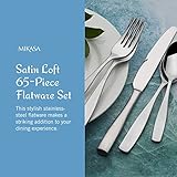 Mikasa, Satin Loft Flatware Service for 12, 65 Piece Set, 18/10 Stainless Steel, Silverware Set with Serving Utensils