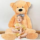 Jerify 78.8" Tall (6.56 Feet) Giant Plush Bear Light Bear Soft Stuffed Animal Bear with Ribbon Bow Cuddly Plush Bear for Birthday Valentines Christmas Holiday Party Favor(Brown)