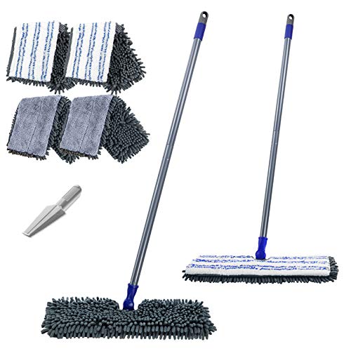 Microfiber Flip Mop,Masthome Flat Mop with Stainless Steel Handle,Mops for Floor Cleaning and 4 Reusable Washable Mops Pads,Wet & Dry Dust Mopping for Hardwood,Vinyl,Laminate,Tile Cleaning