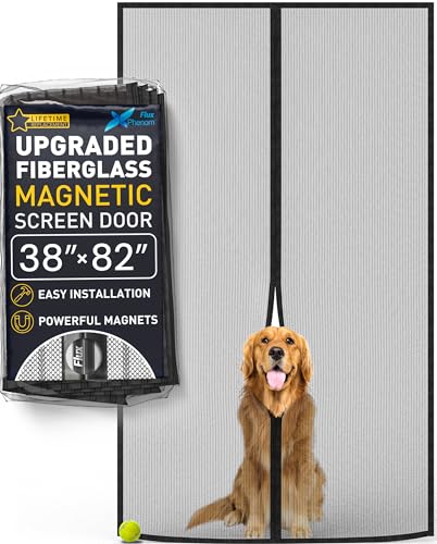 Flux Phenom Upgraded Screen Door Mesh 38x82 Inch – Easy Install, Strong Magnet Strength, Pet Tested, Hands-Free Entry, Door Screen Magnetic Closure, Keeps Bugs Out