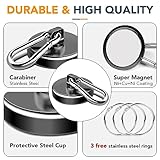 MIKEDE Magnetic Hooks Heavy Duty, 110LBS+ Strong Neodymium Magnets with Swivel Carabiner Hook, Black Magnetic Hangers Magnet Hooks for Locker, Home, Cruise Cabin, Office - 10 Pack