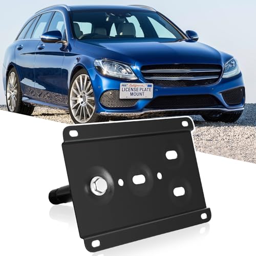 No Drill Front Bumper Tow Hook License Plate Mount Bracket Holder Compatible with Mercedes-Benz E Class, C Class Coupe/Cabriolet, C Class Sedan/Wagon Front License Plate Frame Mounting Car Accessories