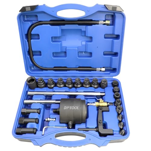 Universal Pneumatic Diesel Fuel Injector Puller Tool Kit 28pcs Injector Remover Extractor with Impact Air Tool Injector Puller Extension Rods Compatible with Benz for Bosch for Siemens Diesel Engine