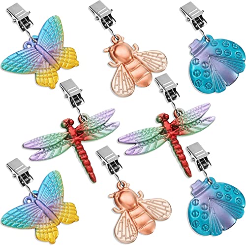Bekith 8 Pack Vintage Tablecloth Weights on Clip Hangers, Pendant Tablecloth Weights kit with Colourful Butterfly Shape for Outdoor Garden Party Picnic Table Covers
