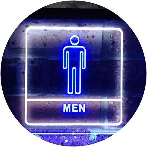 ADVPRO Men Toilet Restroom WC Display Dual Color LED Neon Sign White & Blue 16" x 12" st6s43-i1015-wb