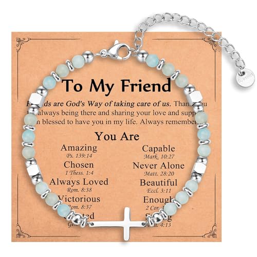 IKIATY Best Friend Friendship Gifts for Women Bestie, Christian Cross Bracelet Jewelry for Teen Girls, Easter Christmas Birthday Gifts for Women Friends Female
