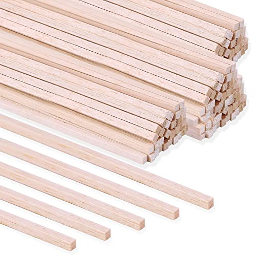 280 Pieces Balsa Wood Sticks 1/8 x 1/8 x 12 Inch Wood Strips Hardwood Square Wooden Dowels Rods Unfinished Balsa Wood Strips for Crafting DIY Projects Making Molding Crafts