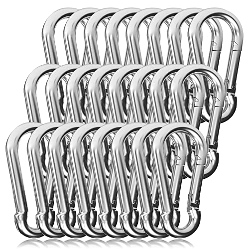 60PCS 3" Heavy Duty Spring Snap Hook, M8 5/16" Galvanized Steel Snap Hook Carabiner Quick Link Carabiner Clip, 500LBS Holding Capacity Quick Link Keychain for Swing Hammock Gym Outdoor