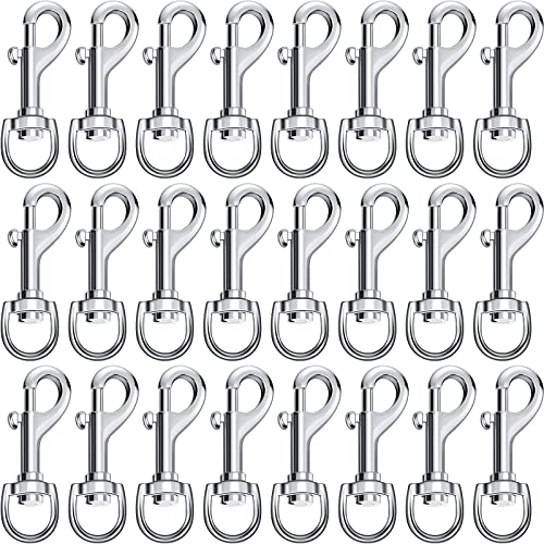 Therwen 24 Pcs Swivel Snap Hooks for Dog Leash Heavy Duty 2.76 Inch Flag Clasp Single Ended Clip Hooks Multipurpose Bolt Snap for Keychain Camera Strap Linking Pet Leash(Classic Style,0.59")