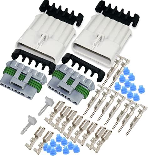 2-Pack, 30Amp (5-PIN) Metri-Pack Waterproof Connector Terminals and Seals 10-12 AWG
