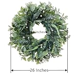 Easy Fine 26 Inch Artificial Eucalyptus Wreaths for Front Door for All Seasons,Spring Summer Fall Autumn Winter Christmas Wreath,Large Neutral Everyday Greenery Wreath,Home Wall Door Porch Decor