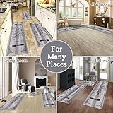 Vaukki Boho Kitchen Rug Sets 3 Pieces, Washable Kitchen Mats for Floor, Non Slip Soft Kitchen Area Rug Floor Mat for Kitchen, Laundry Room and Hallway (Grey and Beige, 20''x32''+20''x47''+20''x59'')