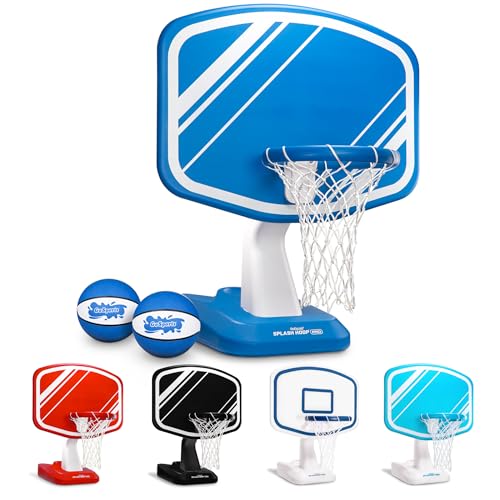 GoSports Splash Hoop PRO Swimming Pool Basketball Game - Includes Poolside Water Basketball Hoop, 2 Balls and Pump - Blue