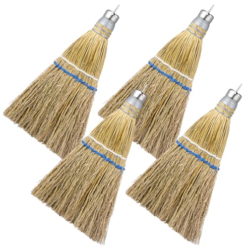 Suclain 4 Pcs 12 Inch Corn Whisk Broom Mini Corn Halloween Short Handle Hand Broom with Metal Hanger for Multi Surface Sweeping Small Hand Brush for Outdoor Car Porch Debris Dust Dirt