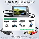 Video to Digital Converter 3.0, VHS to Digital Converter, Video Recorder Capture with 5" OLED Screen, Convert VHS to Digital, AV&HDMI Reocord from VHS, DVD, VCR, Hi8, Camcorders, TV BOX &Gaming System