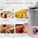 Bear Electric Food Steamer,Stainless Steel Digital Steamer, 3 tier 8L Large Capacity Vegetable Steamer, Auto Shut-off & Anti-dry Protection, DZG-A80A2,1200W