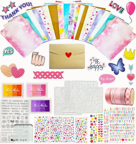 Card Making Supplies For Adults and Kids,Card Making Kits 28 Blank Greeting Cards and Envelopes with Supplies And Stamp Set- Giftable DIY Greeting Card Set- Happy Birthday Christmas Thank You