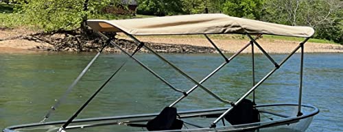Cypress Rowe Outfitters Beige 3' by 8' Canoe/Kayak Sun Shade/Canopy Bimini top Complete kit, Frame, Canopy, Hardware, Boot, Rear Support Poles