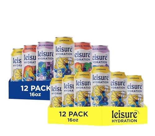 Leisure Hydration - Variety Pack and Lemonade Flavor (24 Total Cans - 12 of Variety Flavor and 12 of Lemonade Flavor)