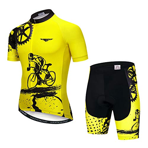 Men's Cycling Jersey and Shorts Set Short Sleeved Bike Jersey and Shorts Mountain Clothing Summer Wear Quick-Dry