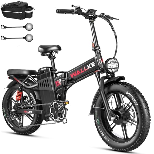 W Wallke 3200W/2000W Dual Motor Electric Bike for Adults, 48V 82Ah/60Ah/40Ah Sam-Sung Battery, 200 Miles, 34MPH Fast Ebike, 20" Fat Tire Hydraulic Brake E-Bicycle, App Control Folding Ebikes, UL2849