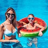 Jasonwell Inflatable Pool Toys Floats for Swimming Pool Party Lake Beach Kids Adults - 4 Pack Floaties Pool Tubes Swim Rings Fruit Water Floaty Watermelon Kiwi Orange Grape