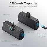 [2 Pack]Mini Portable Charger USB-C Power Bank 5200mAh,LCD Display PD Fast Charging Battery Pack Backup Charger Compatible with iPhone 16/16 Plus/16 Pro/16 Pro Max/15 Series,Samsung,Android Phones etc