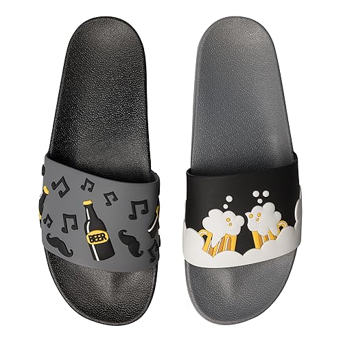Dedoles Slides & Slippers for Women & Men Summer Non Slip Shower Sandals Funny Designs Beach Shoes for Home Garden Bathroom Pool Gift, Color: Hop juice after-work hours, Size: 15 Women/ 11 Men