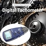 Digital Tachometer, 2.5 to 99999 RPM Gauge Meter Contact Non Contact Tachometer with Reflective Tape, Professional Motor Speed Gauge Tester Meter, 96 Groups Data Logging, Data Hold