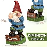 Resin Gnomes Garden Decor, 13.5" Tall Solar Large Inappropriate Funny Gifts Gnome Outdoor Statues for Yard, Patio, Lawn, Outside Naughty Gnome Garden Decorations Gift for Men Women