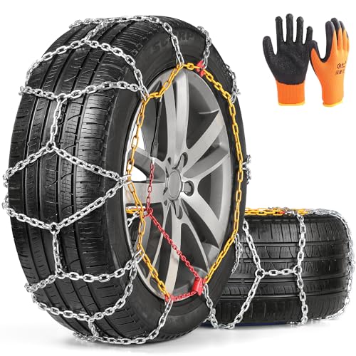 COCO BIRD Snow Chains, Thickened and Wear-Resistant High Carbon Steel Anti Slip Tire Chain for Light Truck, Pickups, and SUVs, Set of 2 (4WD-110)