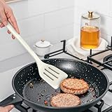 Silicone Cooking Utensils Set - 600°F Heat Resistant, Nonstick Kitchen Utensil Set with Spatulas, Spoons, Whisk, Tongs, BPA Free, Dishwasher Safe, Cream White