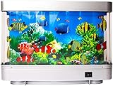 Aquarium Mood Lamp Night Light - Mock Fish Tank with LED Lights and Moving Background. Your Own Ocean in Motion for Desk, Kids Room, Living Room. Multi-Colored - Decorative - Fun 9x12x3 Inches