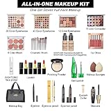 All in One Makeup Kit for Women Full Kit, Travel Makeup Kit, Makeup Gift Set for Women & Girls, Makeup Essential Bundle Include Foundation Eyeshadow Palette Lipstick Eyebrow Pencil Cosmetic Brush Set