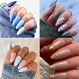 UNA GELLA Almond Gel x Nail Tips, 504PCS Pre Etched Clear Fake Nails Tips Medium Almond Shape - 12 Sizes Full Cover Soft Acrylic Press On Nail Extensions No C Curve Gift for Diy at Home