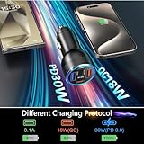 USB C Car Charger 3 Pack, Bangfun 4-Port 65W Dual 12V USB-C & USB A Car Charger Power Adapter QC+PD 3.0 Fast Charging Cigarette Lighter Plug for iPhone 16/15/14/13/11 Pro,Samsung S24,Android(Black)