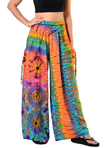 Orient Trail Women's Bohemian Yoga Wide Leg Palazzo Tie Dye Pants XL Sunset Orange