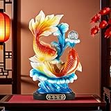 FUNSXBUG 13.3 Inch Large Chinese Feng Shui Fish Statue Sculpture Figurines Feng Shui Decor Home Office Desktop Decoration Good Lucky Gifts