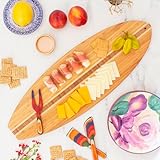 Totally Bamboo Surfboard Shaped Bamboo Wood Cutting Board and Charcuterie Serving Board, 23" x 7-1/2"