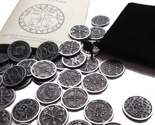 King Solomon's 44 Pentacle Metal Coin Talismans Set All The Planetary Seals from The Key of Solomon