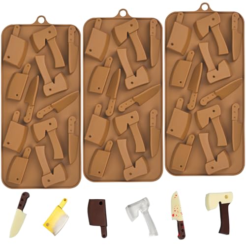 EDUEE Halloween Chocolate Molds Knife Silicone Candy Molds 3pcs for Resin, Soap, Ice, Fondant, Cupcake Decoration