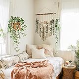 Artificial Eucalyptus Wall Decor Fake Greenery Leaves Stems Wall Hanging Plants on 16.5 inch Wooden Stick Boho Rustic Farmhouse Decor for Bedroom Kitchen Dining Room Bathroom