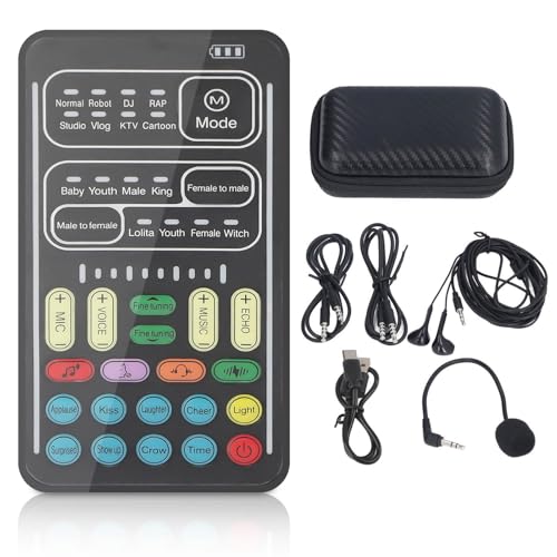 I9 Voice Changer Set, Mini Live Broadcast Voice Disguiser, Portable Sound Board Voice Changer, 8 Different Sounds/Sound Effects, for iOS, for Android (English Version)