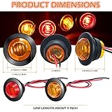 100 Pieces 3/4 Inch Round LED Side Marker Lights, 3 LEDs Front Rear Side Indicator Lights Yellow and Red Turn Signal Lights IP68 Waterproof Lamp for Truck Trailer Lorry Bus Caravan Boat, 12V