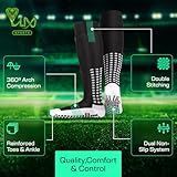 LUX Anti Slip Soccer Knee Socks,Non Slip Football/Basketball/Hockey Sports Grip Socks Black