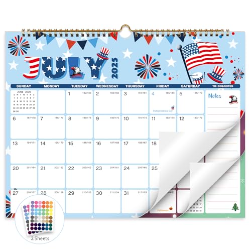 XISIDO 2025-2026 Wall Calendar, Calendar 2025-2026, 18 Month Calendar July 2025, 14.8" X 11.5", Calendar with Twin-Wire Binding, Hanging Hook and Julian Dates (Seasonal Designs)