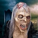 Kuberas Halloween Scary Zombie Mask Realistic Old Man Mask Horror Walking Dead Full Head Creepy Devil Cosplay Costume Mask