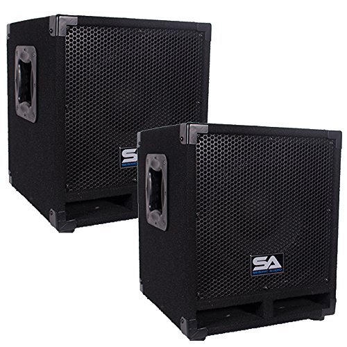 Seismic Audio - Really-Mini-Tremor_Pair - Pair of Powered 10" Pro Audio Subwoofer Cabinets - 250 Watts RMS - Active PA/DJ Stage, Studio, Live Sound Subwoofer