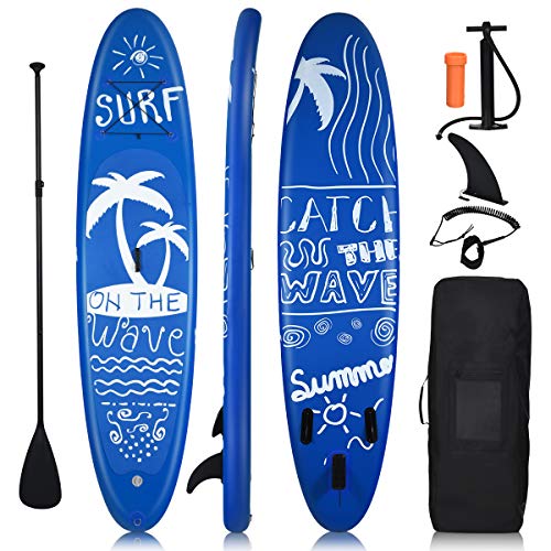 Goplus 9.8'/10'/11' Inflatable Stand Up Paddle Board, 6.5” Thick SUP with Premium Accessories and Carry Bag, Wide Stance, Bottom Fin for Paddling, Surf Control, Non-Slip Deck, for Youth and Adult